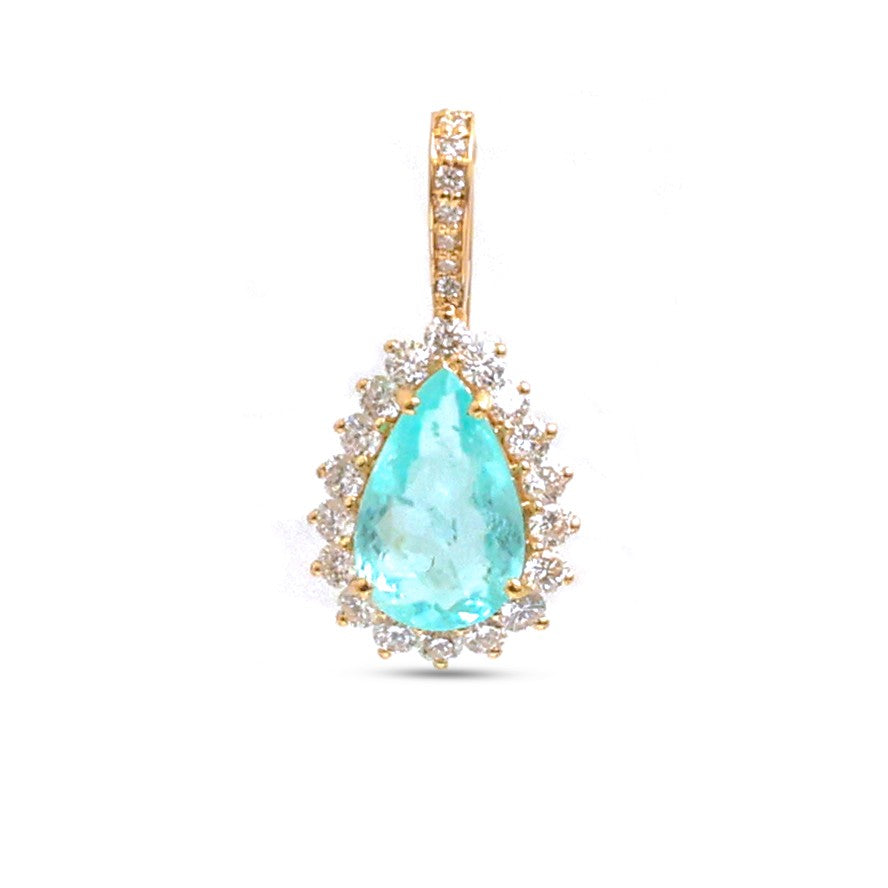 Paraiba Tourmaline Diamond Pendant