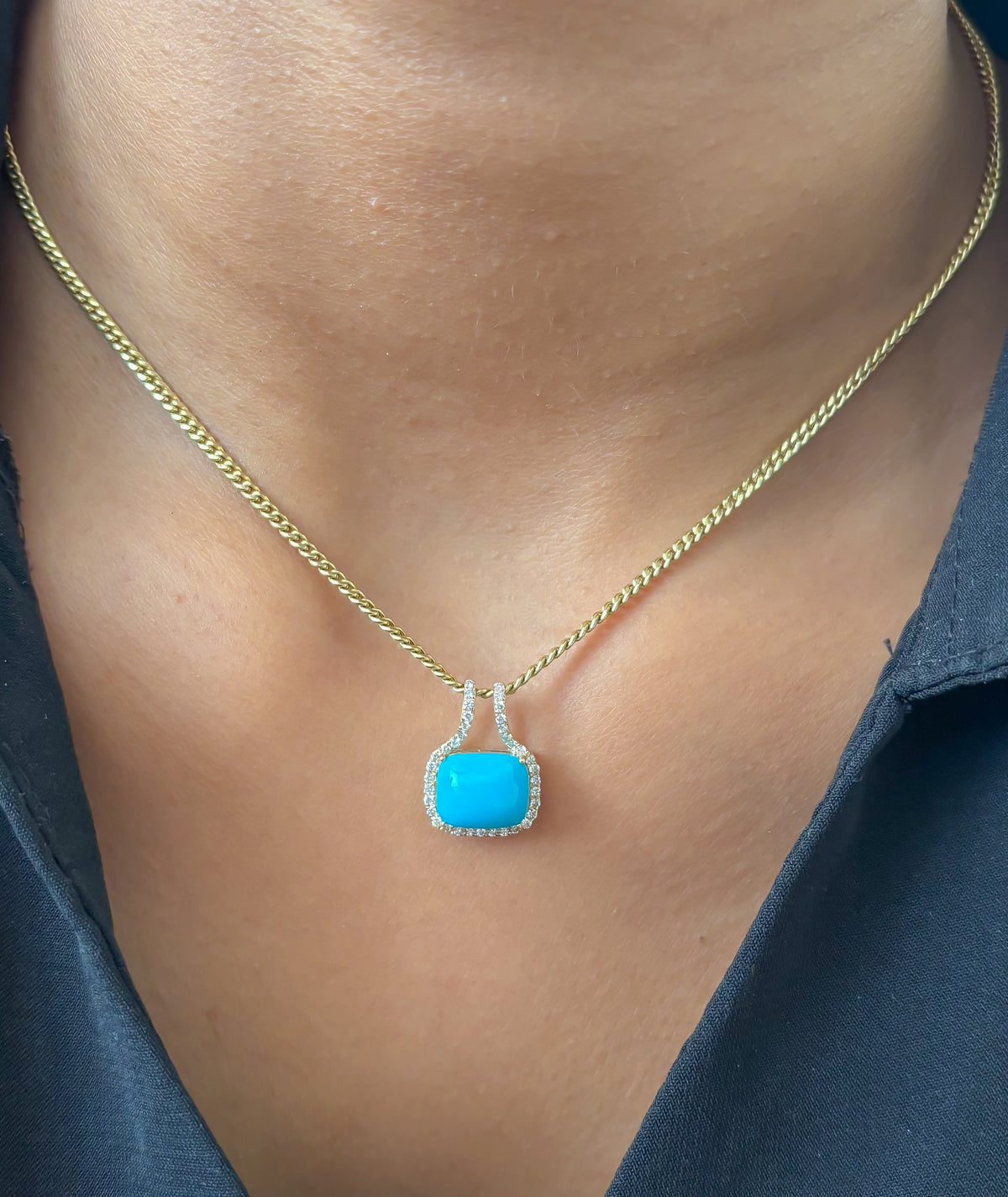 Turquoise Diamond Pendant