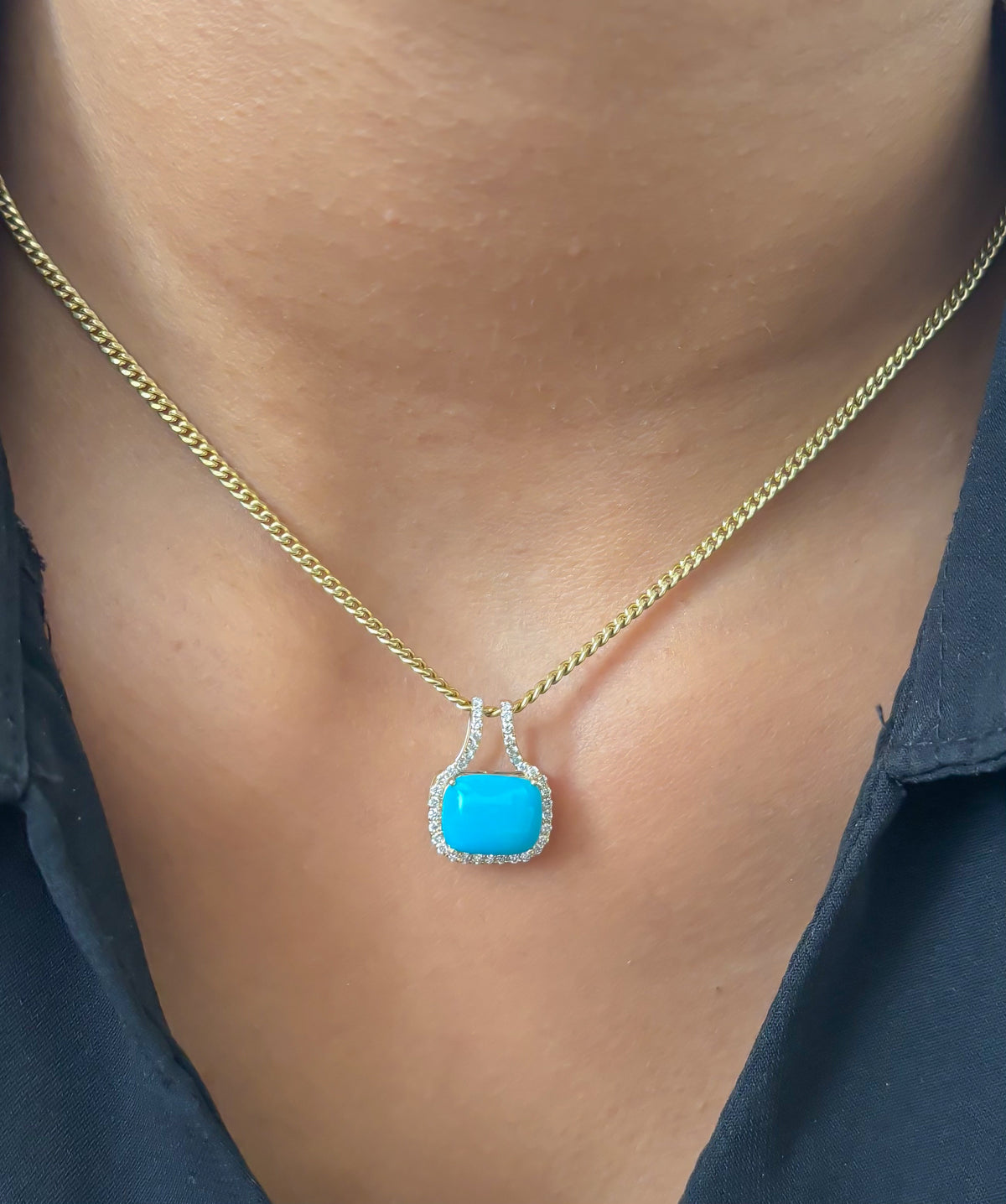 Turquoise Diamond Pendant