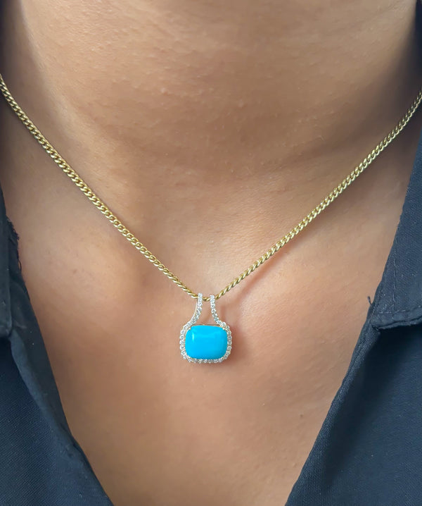 Turquoise Diamond Pendant
