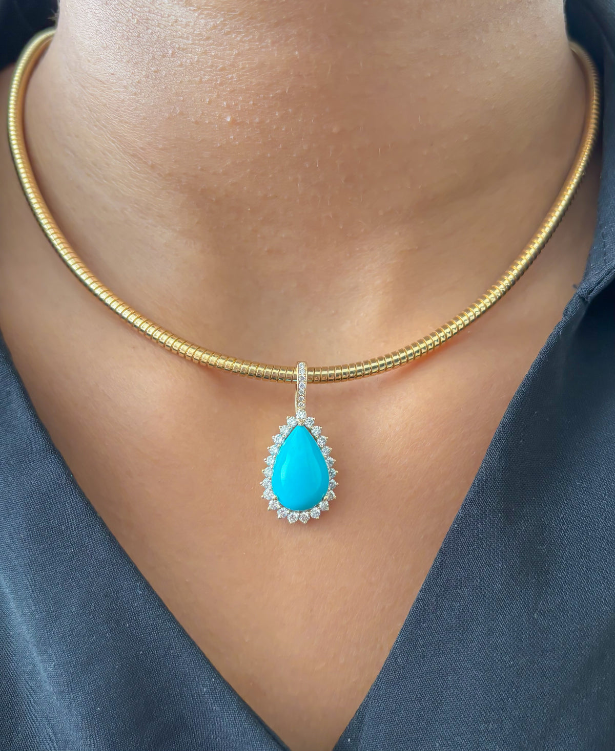 Turquoise Diamond Pendant