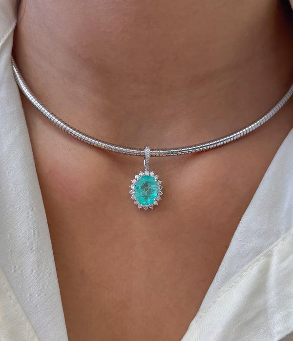 Paraiba Tourmaline Diamond Pendant