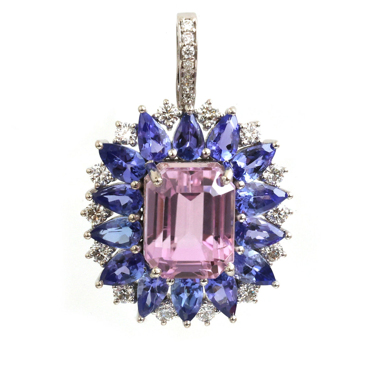 Kunzite Tanzanite Diamond Pendant