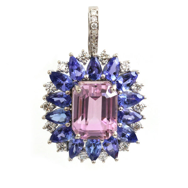 Kunzite Tanzanite Diamond Pendant
