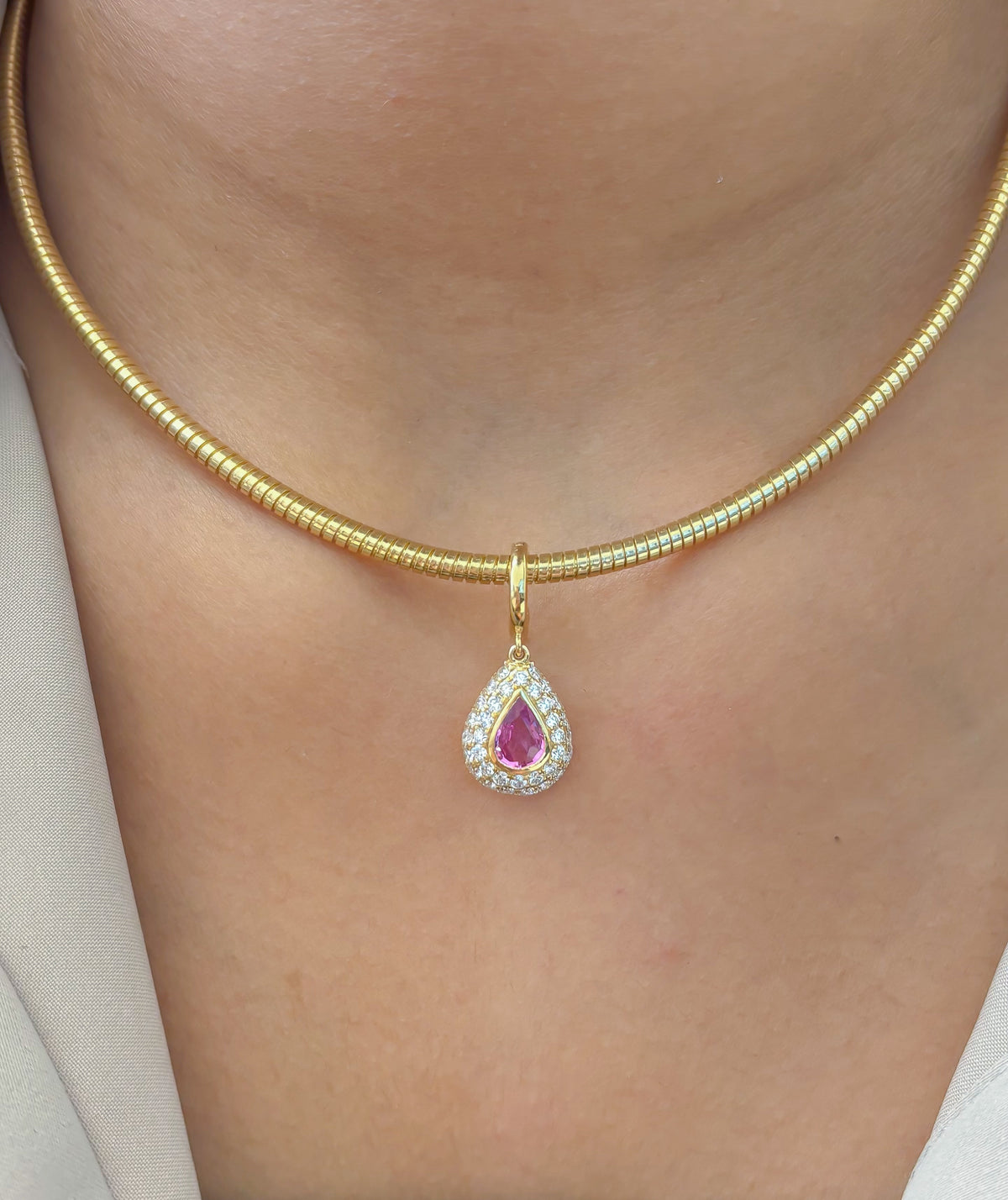 Pink Sapphire Diamond Pendant