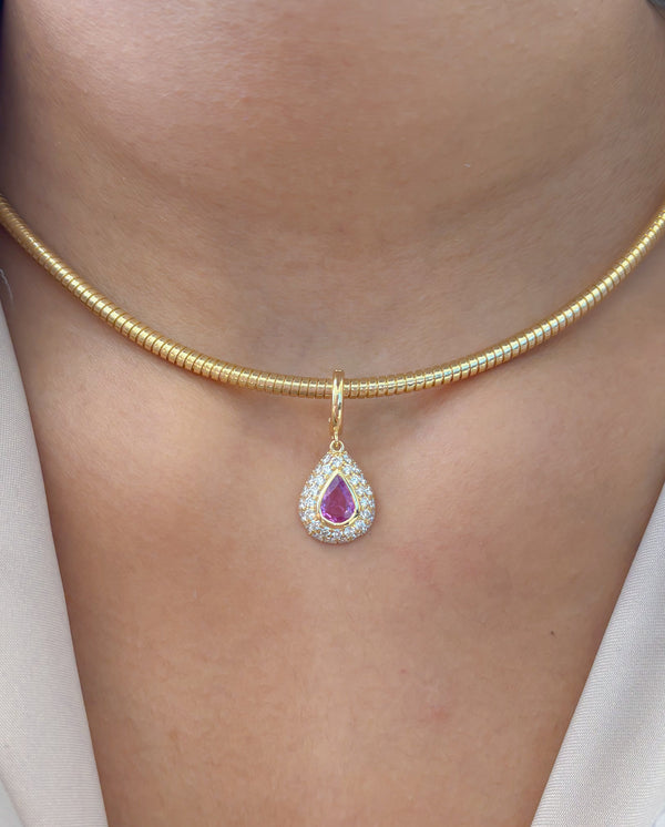 Pink Sapphire Diamond Pendant