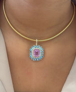 Kunzite Blue Topaz Diamond Pendant