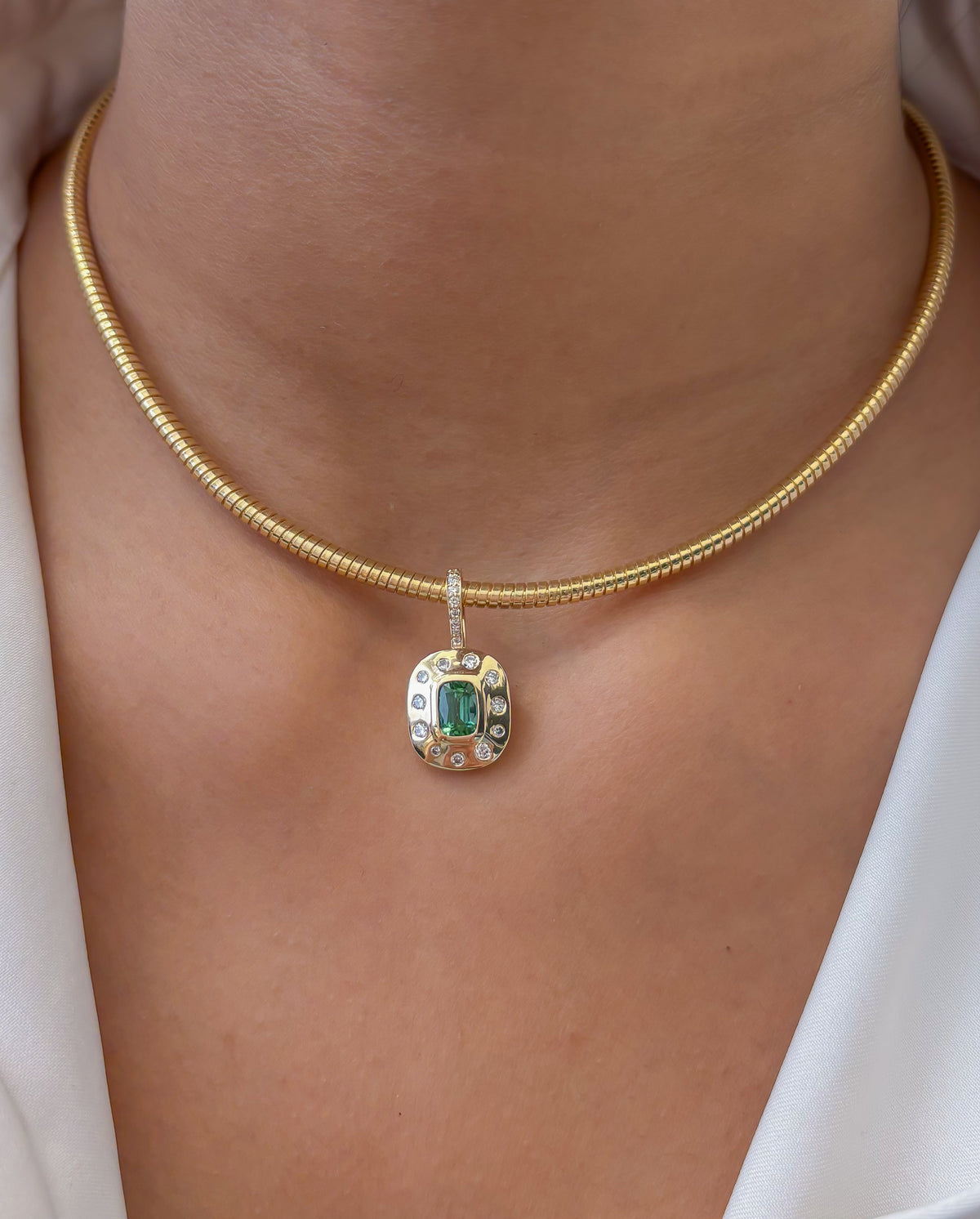 Tourmaline Mix Diamond Pendant