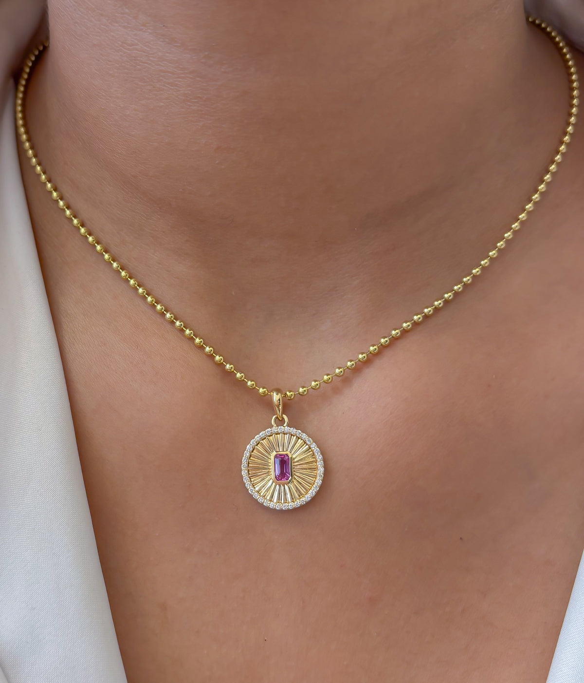 Pink Sapphire Diamond Pendant