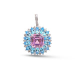 Kunzite Blue Topaz Diamond Pendant