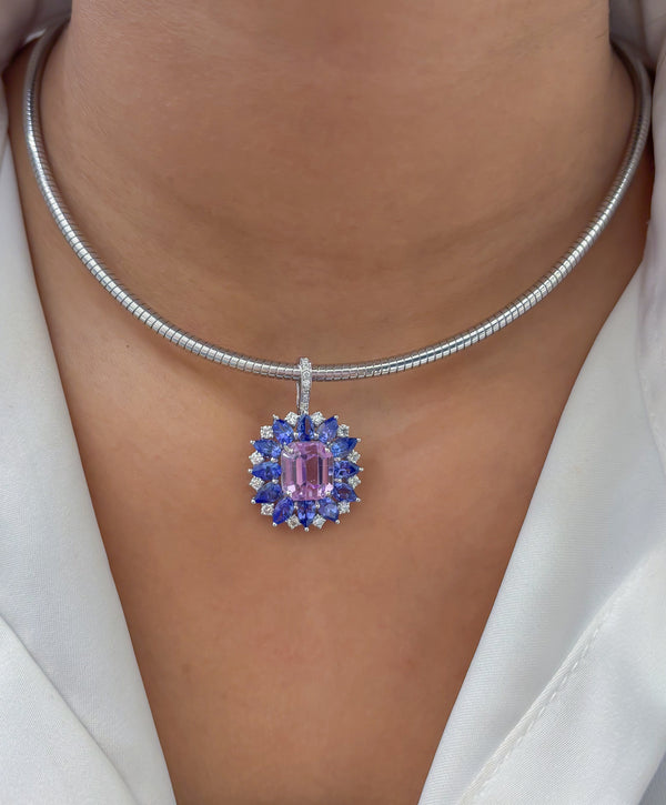 Kunzite Tanzanite Diamond Pendant