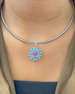 Kunzite Blue Topaz Diamond Pendant