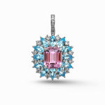 Kunzite Blue Topaz Diamond Pendant