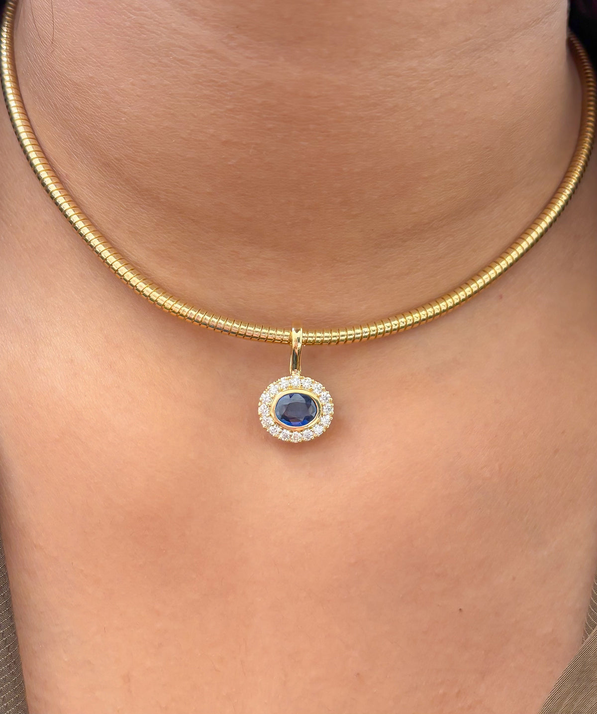 Blue Sapphire Diamond Pendant