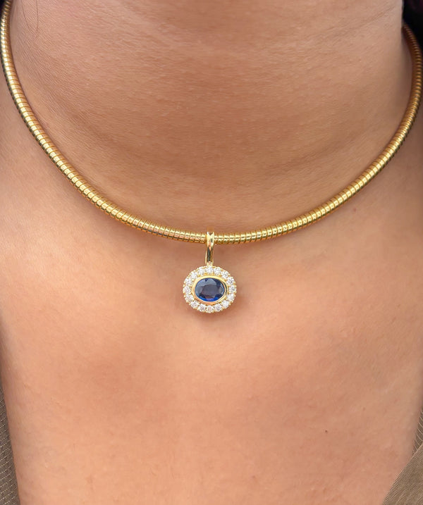 Blue Sapphire Diamond Pendant