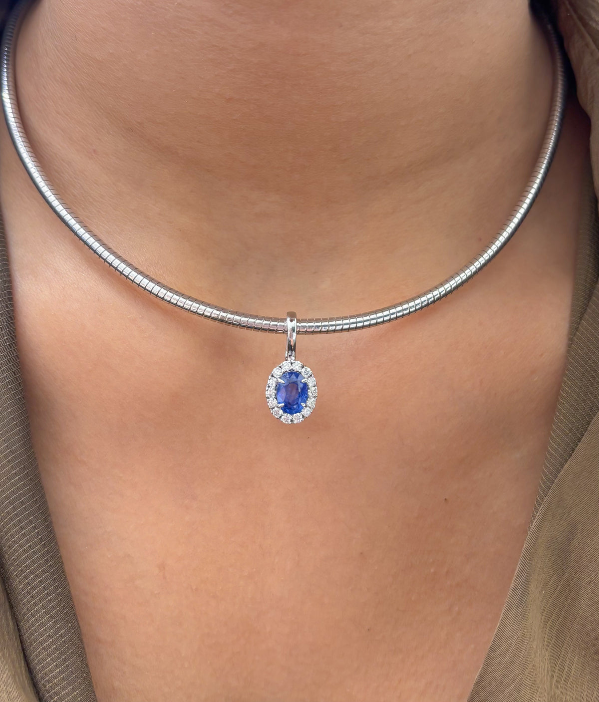 Blue Sapphire Diamond Pendant