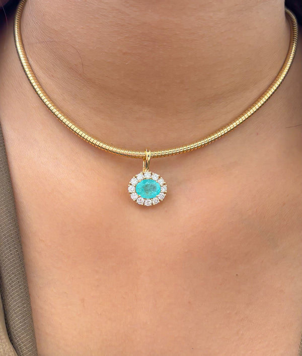 Paraiba Tourmaline Diamond Pendant