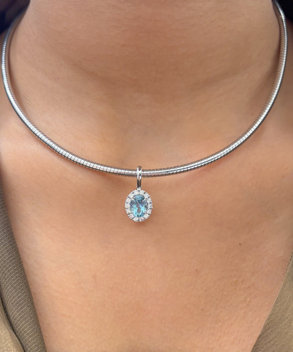 Aquamarine Diamond Pendant
