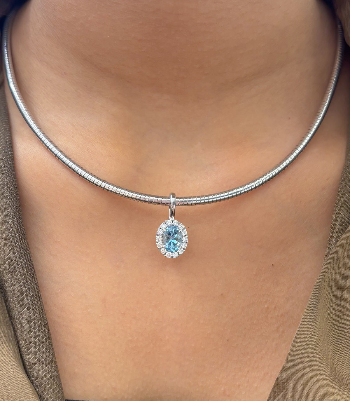 Aquamarine Diamond Pendant