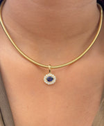 Blue Sapphire Diamond Pendant