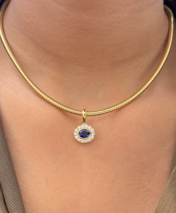 Blue Sapphire Diamond Pendant
