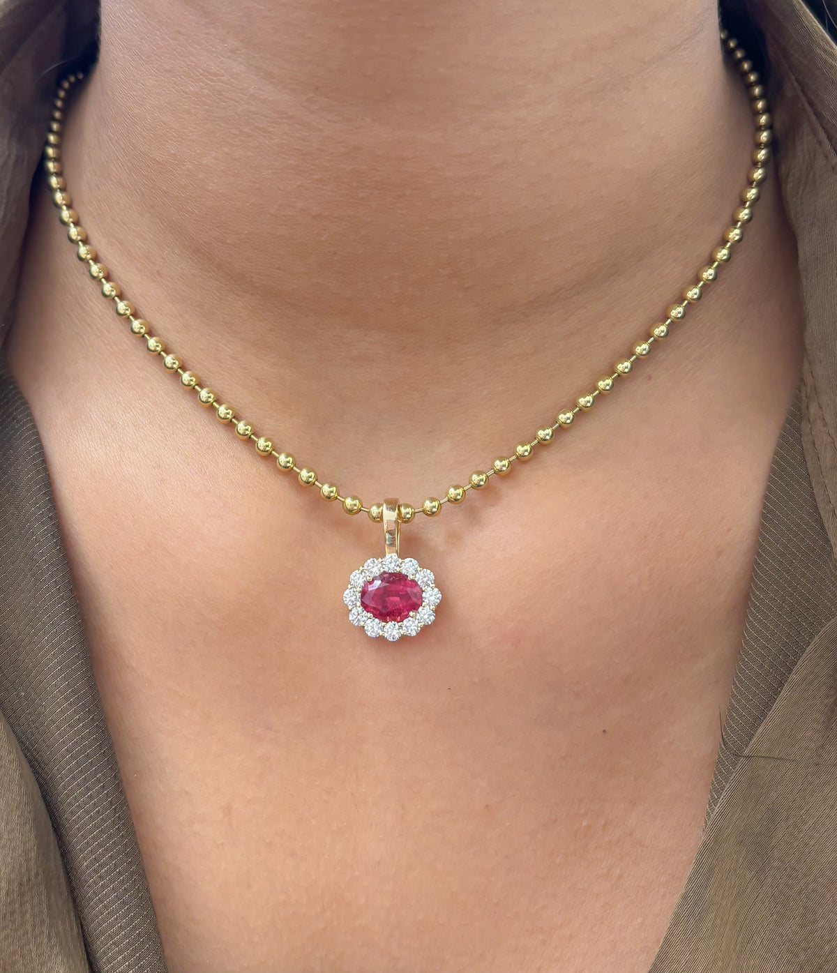 Rubellite Diamond Pendant