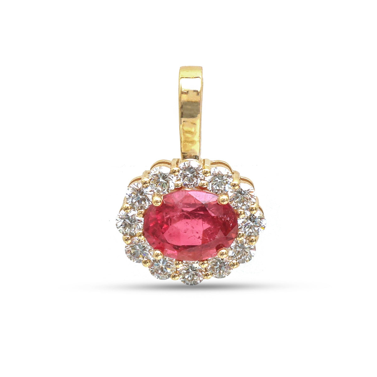 Rubellite Diamond Pendant