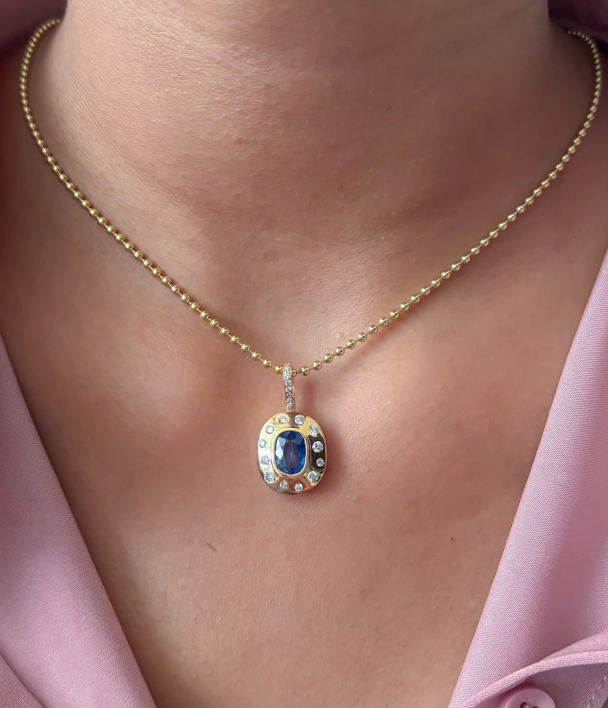 Blue Sapphire Diamond Pendant