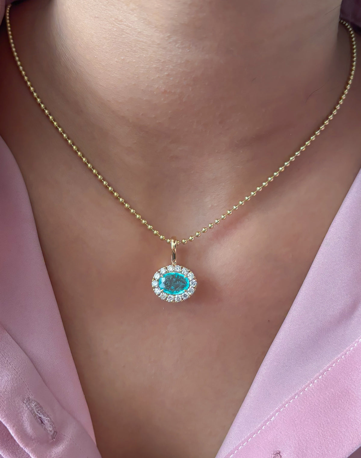 Paraiba Tourmaline Diamond Pendant