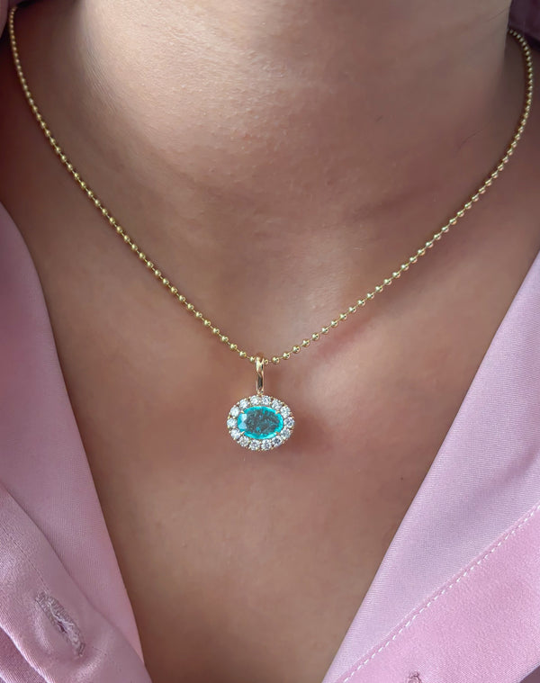 Paraiba Tourmaline Diamond Pendant