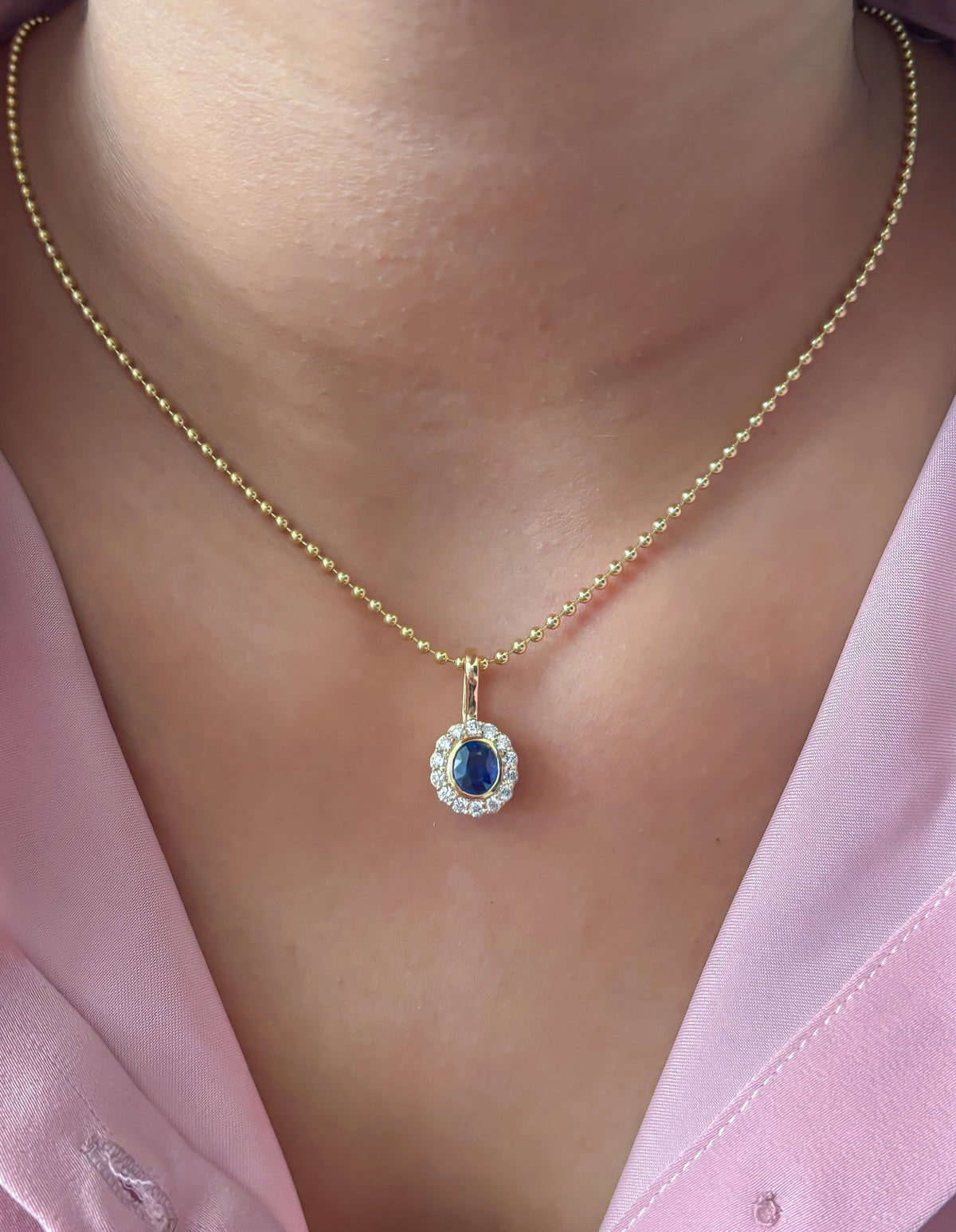 Blue Sapphire Diamond Pendant