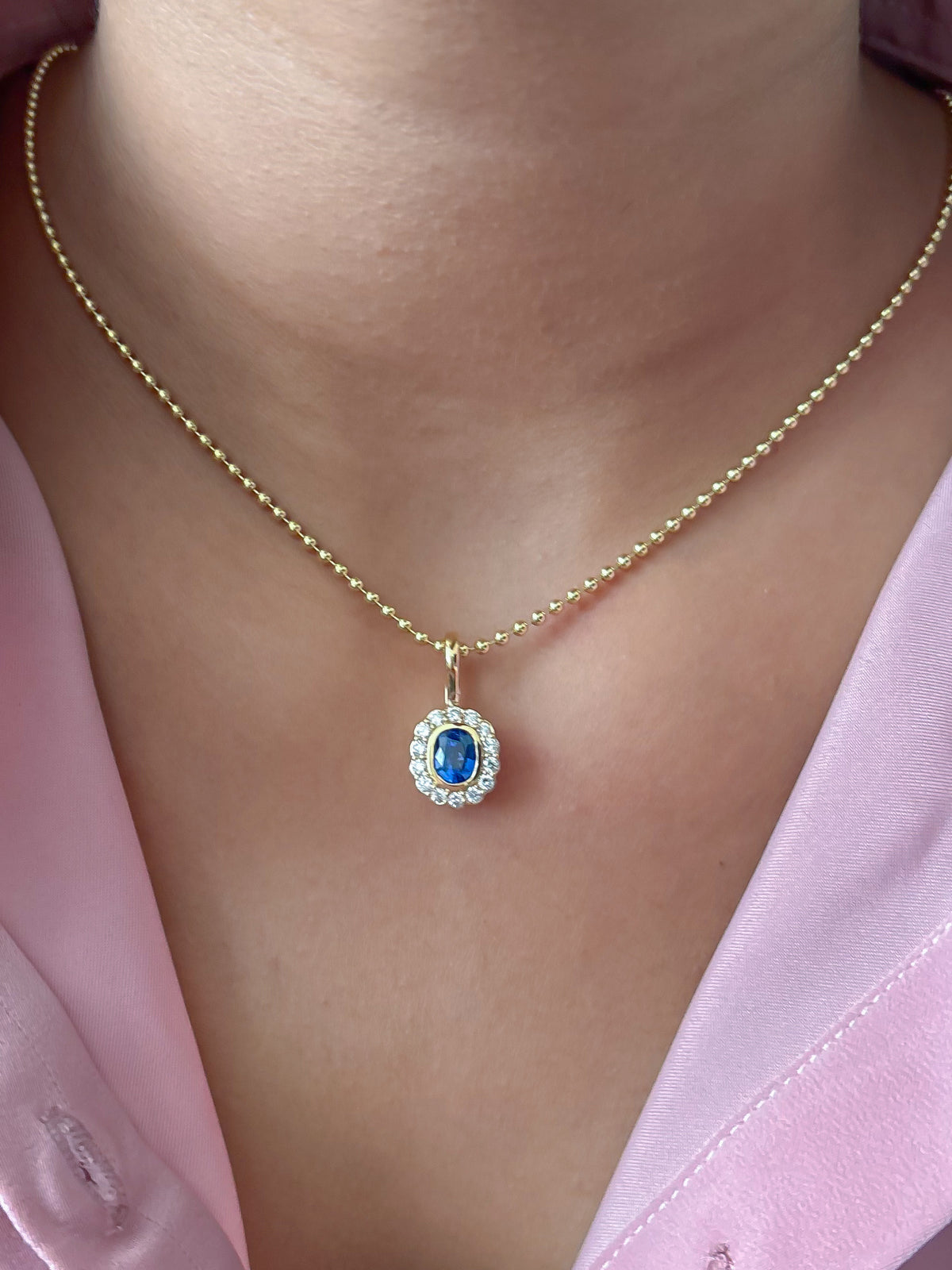 Blue Sapphire Diamond Pendant