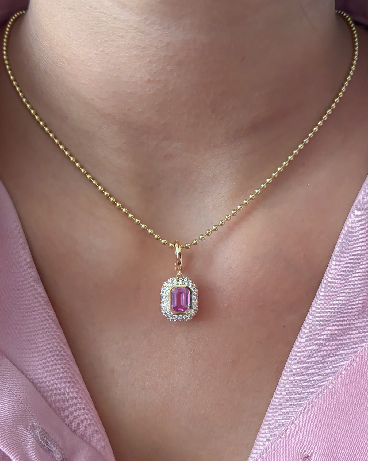 Pink Sapphire Diamond Pendant