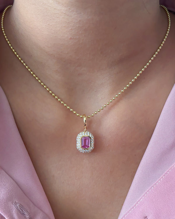 Pink Sapphire Diamond Pendant