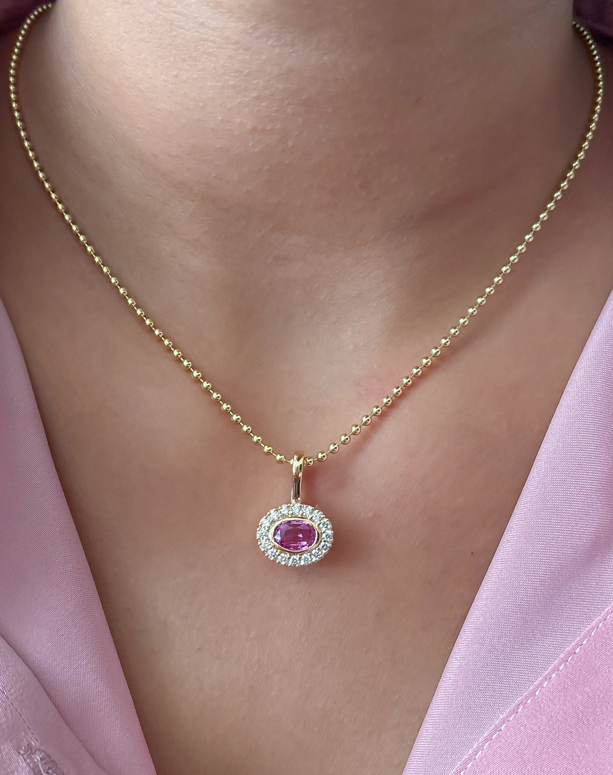 Pink Sapphire Diamond Pendant