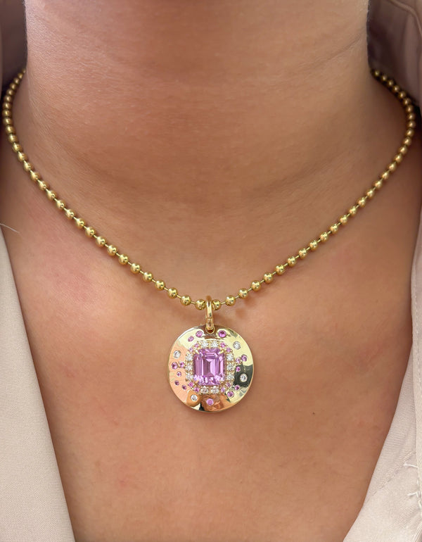 Kunzite Diamond Pink Sapphire Pendant