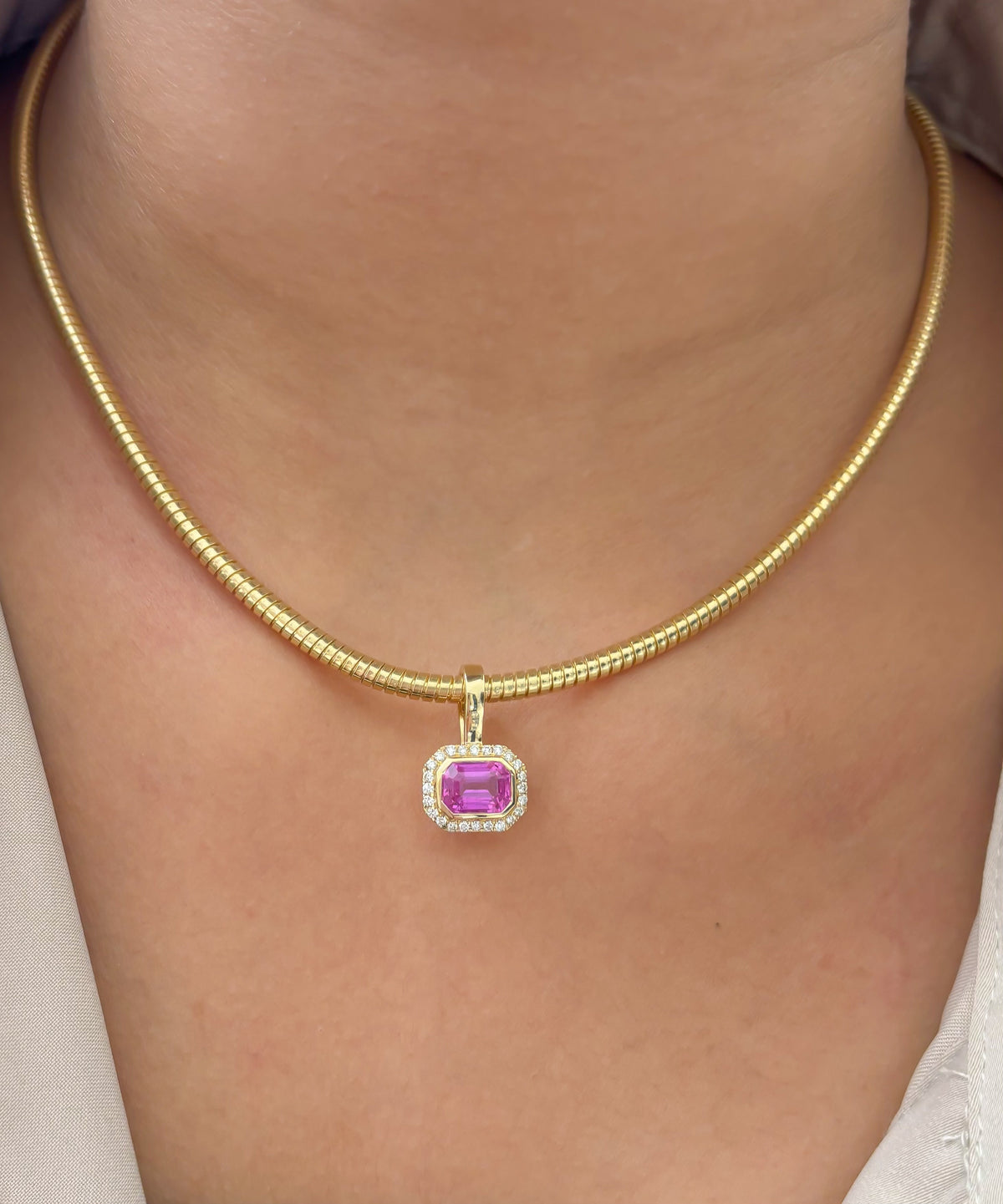 Pink Sapphire Diamond Pendant