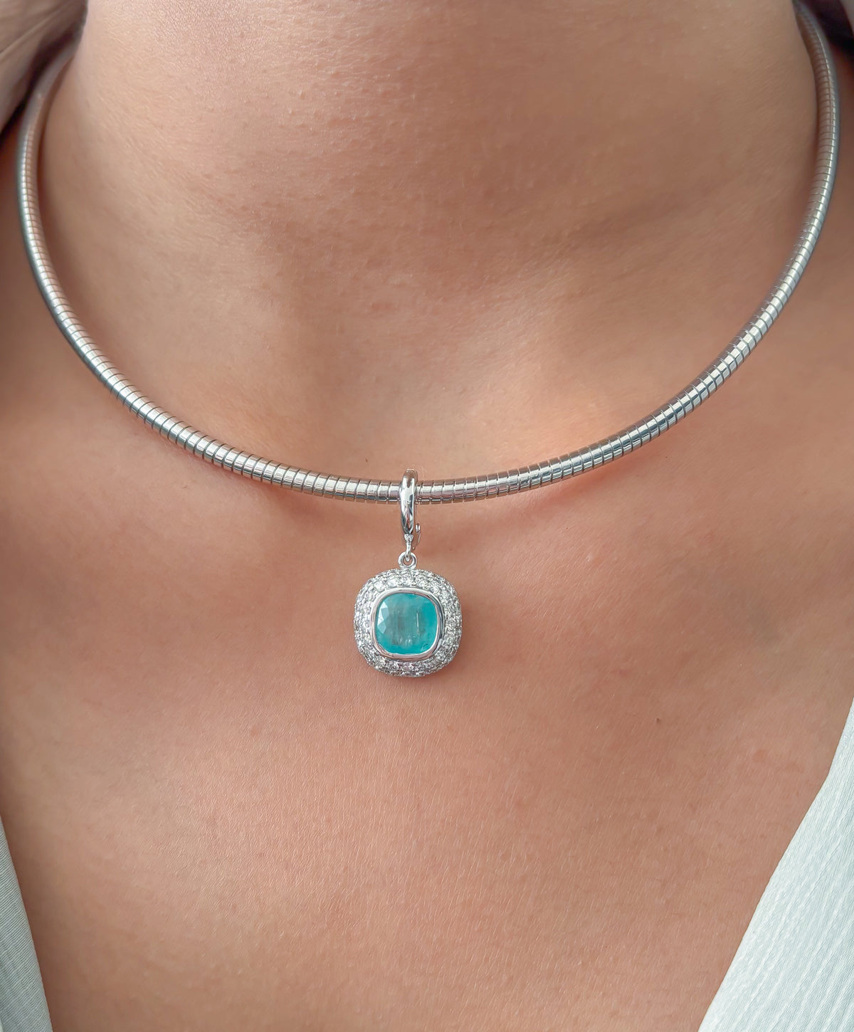 Paraiba Tourmaline Diamond Pendant