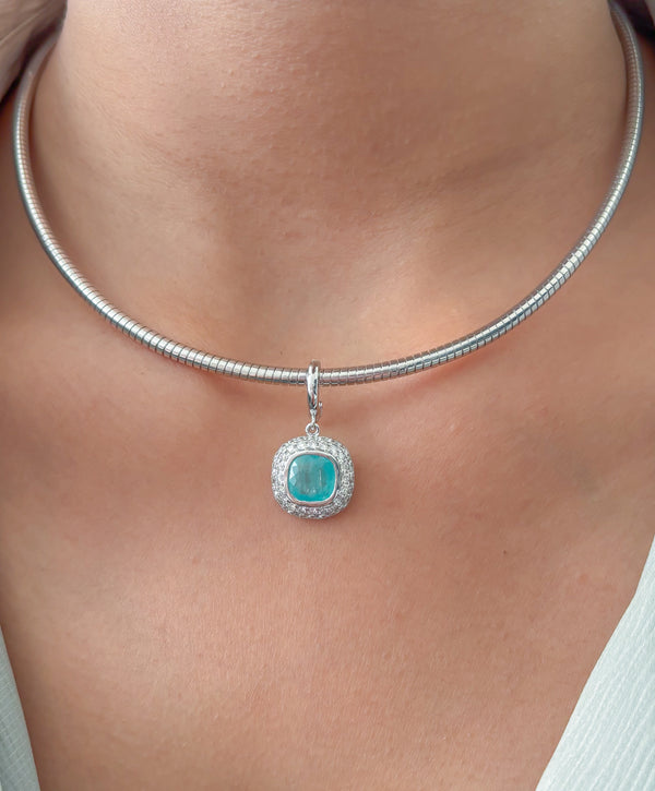 Paraiba Tourmaline Diamond Pendant
