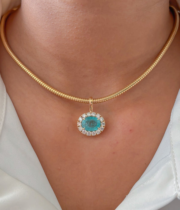 Paraiba Tourmaline Diamond Pendant