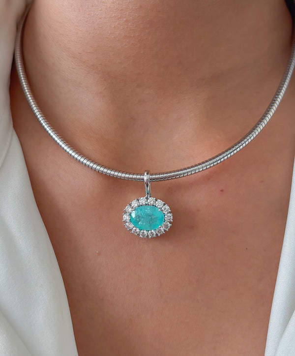 Paraiba Tourmaline Diamond Pendant