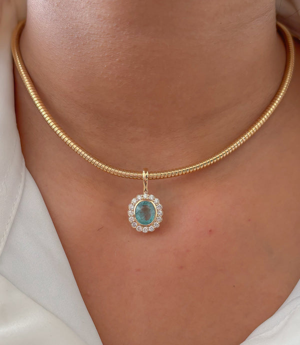 Paraiba Tourmaline Diamond Pendant