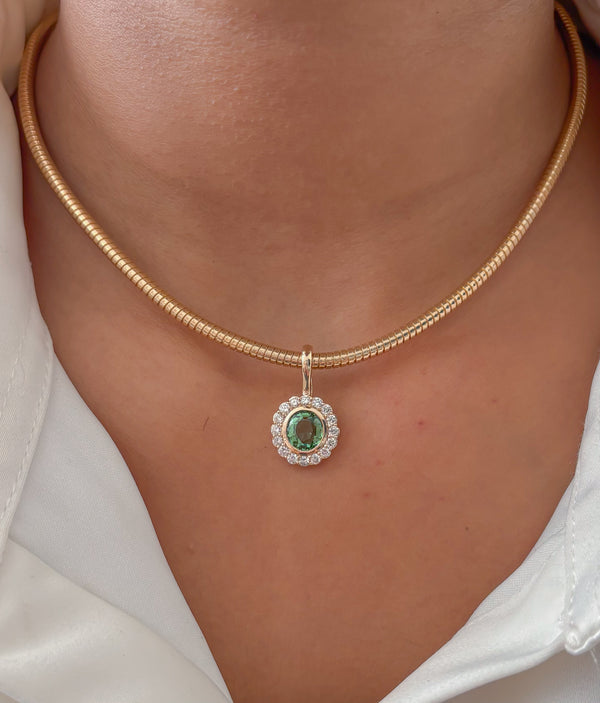 Tourmaline Mix Diamond Pendant