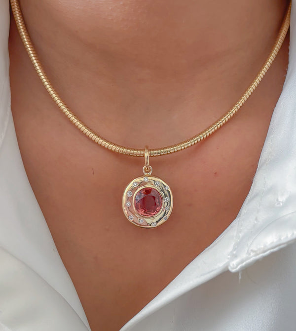 Tourmaline Mix Diamond Pendant