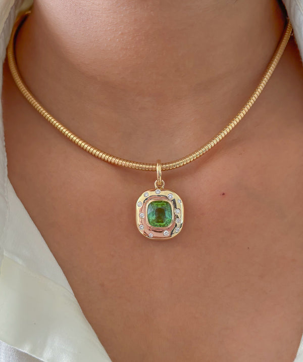 Tourmaline Mix Diamond Pendant