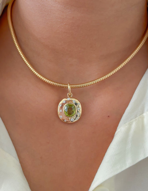 Tourmaline Mix Diamond Pendant