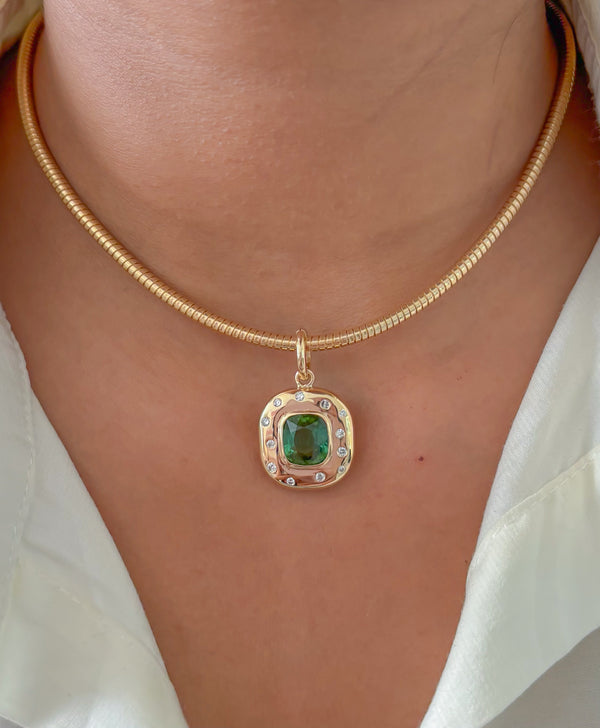 Tourmaline Mix Diamond Pendant