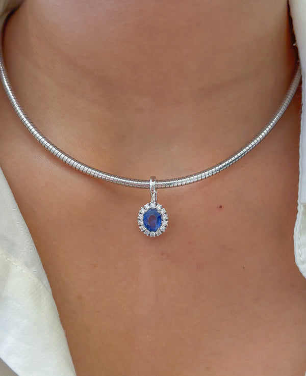 Blue Sapphire Diamond Pendant