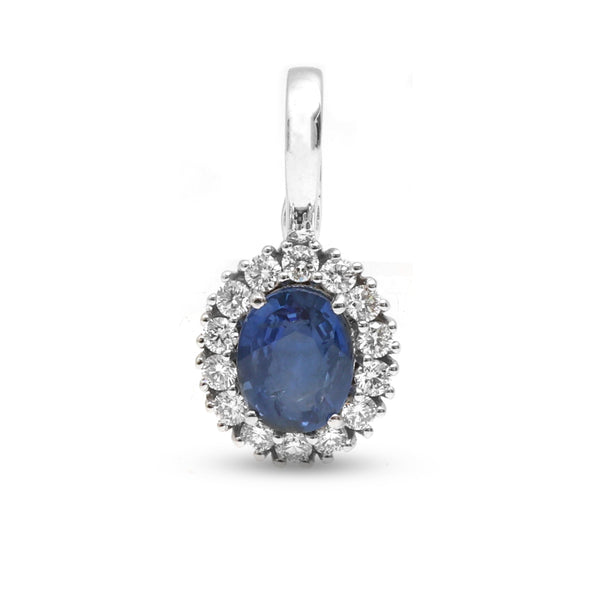 Blue Sapphire Diamond Pendant