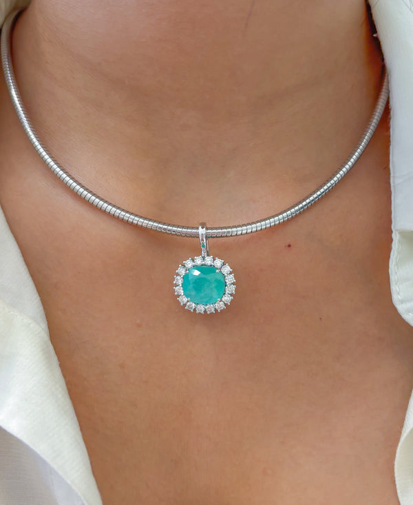 Paraiba Tourmaline Diamond Pendant